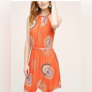 Anthropologie Floreat Livia halter dress with handkerchief hem